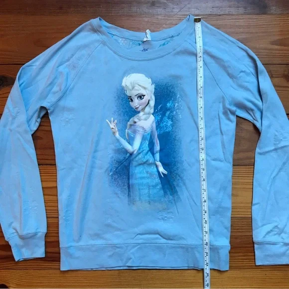 Disney Light Blue Frozen Reversible Cotton Sweater, EUC, L - Picture 6 of 12
